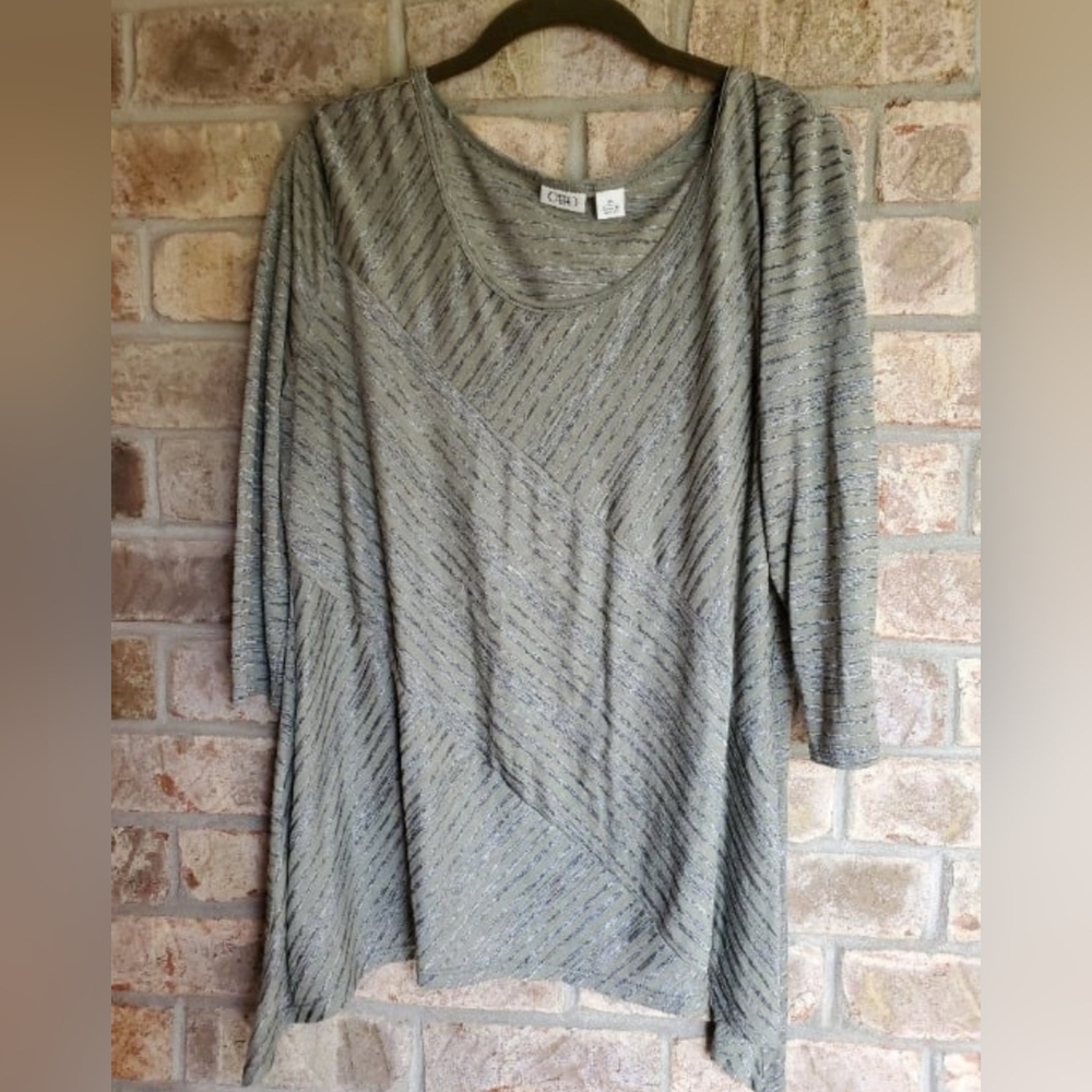 XL Cato Sharkbite Tunic Blouse Shirt tee T-shirt top 3/4 sleeve free spirit euc